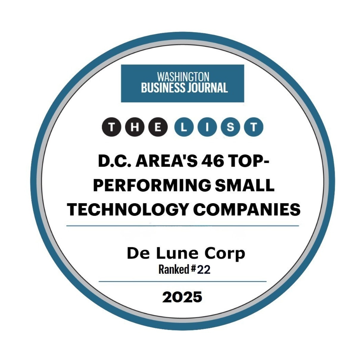 De Lune Corp Makes Top 25 List of Best Performing Small Technology Companies in Greater Washington